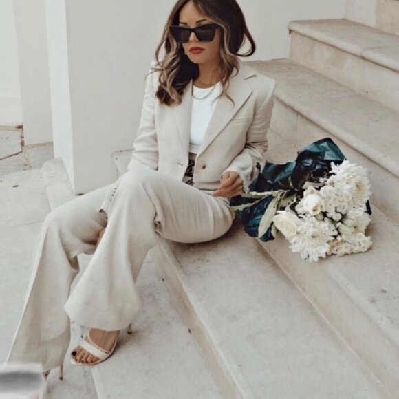 NEW Zara Limited Edition Linen Cropped Tweed Blazer Jacket, blogger Fav - Picture 9 of 16